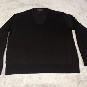 PRADA Women's navy wool long sleeve V-neck classic sweater IT48 small